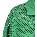 ZARA Green Open Knit Short Sleeve Colloared Popover Top Polo Shirt Sz Large Photo 1