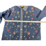 VTG 90s Bobbie Brooks Embroidered Floral Mixed Denim Shirt Button Up L Boho Blue Size L Photo 9
