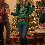 Colorful Holiday Knit Sweater Green Size L Photo 0