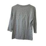 Tommy Hilfiger 3/4 Sleeve Gray Crewneck T-Shirt Plaid Chest Pocket Womens Medium Photo 2