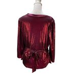 New York And Company Hot Pink Shimmery 3/4 Sleeve Wrap Blouse Size Medium Photo 7