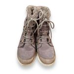 Sorel  Joan Explorer Shearling Faux Fur‎ Lace Up Gray Leather Booties Sz 9 Photo 1