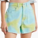 We Wore What  High Waist Denim Flare Bell Shorts Bright Tie-Dye Shorts NWT 26 Photo 3