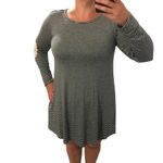 Sweet Claire MEDIUM Striped Elbow Patch Back Button Long Sleeve T-shirt Dress Photo 27