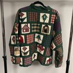 Vintage Handmade Christmas Quilt Bomber Jacket Size L/XL Green Photo 4