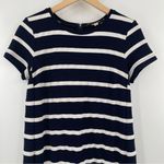 Loft  ANN TAYLOR Stripe Dress Navy White Nautical Business Casual Office Medium Photo 3
