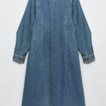 ZARA Dress oversize midi denim jeans long sleeve collar casual Photo 6