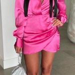 ZARA Valentine’s satin effect pink long sleeve wrap mini dress Photo 2