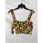 AQUA ‎ Floral Print Crop Top Black Pink Yellow Sleeveless Summer Casual Medium Photo 4