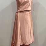 Amsale Rose Pink Drape Asymmetric Hem Satin Cocktail Dress Size 8 Photo 0