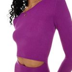 Aritzia Wilfred Free Cut Out Knit Ling Sleeve Mini Dress Bodycon Purple Size XS Photo 3