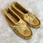 Leather Moccasins Woman’s Size 7 Beaded Fringe Soft leather made in Canada Photo 0