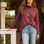 Free People Purple Split Back Cowl Neck Top Size Small NWOT Photo 0