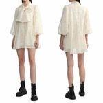 Sister Jane Sunstone Bow Dotted Puff Sleeve Mini Dress Size Medium Pearled Cream Photo 6