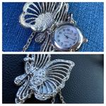 Lee Vintage SANDS Butterfly Necklace Watch Marcasite Silver Tone Watch Photo 1