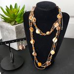 Beachy Bronze Shell Sead Bead and Crystal Long Necklace with Matching Earr… Silver Photo 0