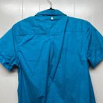Paper Denim & Cloth Button Down Short Sleeve Women's Blue Shirt Size Medium Slim Photo 6