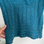 margaret o'leary  Merino Wool Superkid Teal Speckled Shawl Pullover Bell Sleeve Photo 4