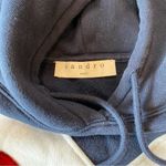 Sandro  Paris Hooded Sweatshirt With Velvet Insert In Blue Size Small Photo 5