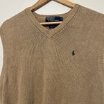 Ralph Lauren  V Neck Sweater Vest Linen Cotton Medium Large Tan Brown Top Photo 3