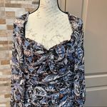ZARA  Paisley Floral Print Draped Ruched Mini Dress Size L NWT Photo 5