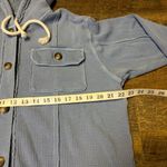 American Eagle Blue Hooded Waffle Knit Shacket Women’s Size Medium Button Photo 5