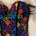 Just One Black Corset With Multicolor Design And Zip Up Back Size Large Photo 2