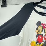 Disney Women’s Mickey & Minnie Mouse Black White Raglan Baseball Graphic Tee L Photo 4