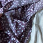 Monteau  Ruffle Sleeve V Neck Cinched Bodice Purple Floral Mini Dress Size Medium Photo 4