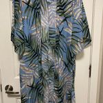 Cookies Clothing Co. Hawaii Blue Tropical Palm Leaf Print Open Front Kimono Photo 0