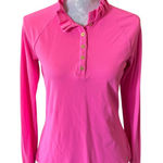Lilly Pulitzer  Luxletic Hutton Polo Long Sleeve Ruffle Collar Small Pink Photo 0