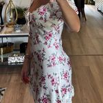 Forever 21  Floral Satin Dress Mini Puff Sleeve Photo 1