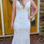 Sequin Prom Dress With Train White Size 4 Photo 0