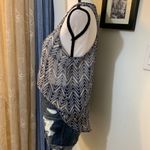 Olsenboye  Blue Printed Sheer Tank Top Photo 2