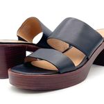 Madewell  Kiera Mule Platform Sandals Black Leather Heels Size 9.5 Chunky Heel Photo 13