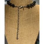 Chicos Black Silver Beaded Statement Necklace Flower Medallions Floral Choker Photo 4