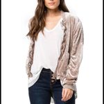 Free People  tan velvet bomber jacket zip ruched xs fall boho casual fall $129 Photo 1
