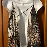 Bebe Woven Leopard Strap Back Tank Top Photo 2