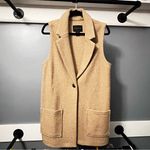 Tahari NEW Camel Long Vest Sleeveless Jacket Oversized Pockets Chic Layering L Photo 1