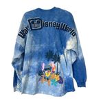 Disney  Stitch Hawaiian Aloha Spirit Jersey Blue Womens Medium Long Sleeve Photo 0