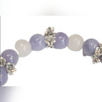 Natural Angelite and Selenite Crystal With Butterflies Floral 7" Beaded Bracelet Purple Photo 3