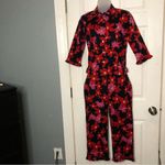 carole little Vintage  red & pink floral 2 piece set button up shirt pants size 4 Photo 15