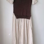 Things Between Boheme Elvie Brown & White Floral Knit Vest Overlay Midi Dress S Photo 5
