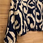 Molly Bracken  Size Large Navy Cream Bomber Jacket Photo 2