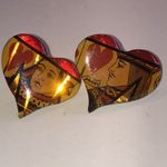 Metallic Art Graphics John Crutchfield 1995 Heart Queen of Hearts Earrings Red Photo 1