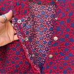 60s Coffee Break R Miss Elaine Mod Red Blue Floral Mini Dress Ditzy Daisy MEDIUM Photo 3