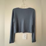 BP Crop Top Rib Knit Crewneck Long Sleeve Button Up Front Color Blue Sz XL NWT Photo 6