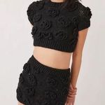 Tach Clothing Women’s Polina Top Elena Crochet Knit Skirt Set Black Rosettes S Photo 0