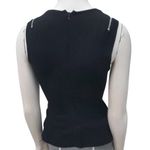 ZARA  Black Sleeveless Zipper Peplum Top V Neck Fitted Zip Detail Size Large Photo 2