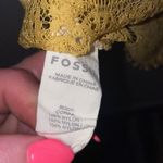 Fossil  Lace Ruffle Floral Top Women Small Scalloped Boho Y2K Cottage Mustard Photo 5